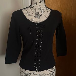 Lot of 3 Black Tops from INC size Medium Spooky Witchy Goth